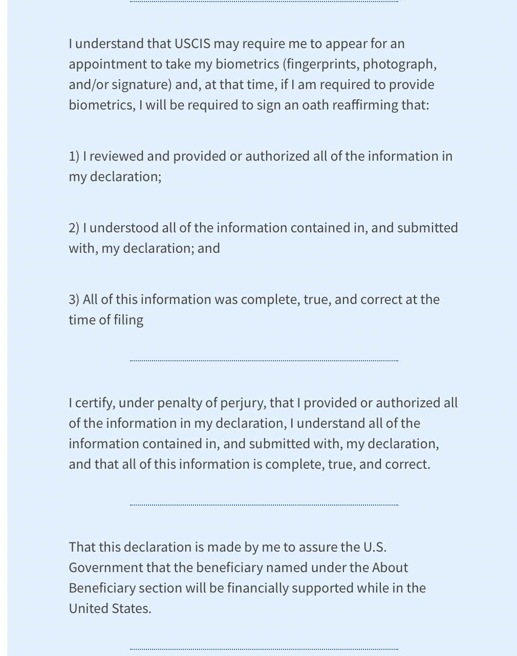Declaration of support